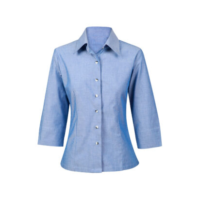Wrinkle Free Ladies' Chambray ¾ Sleeve Business Shirt