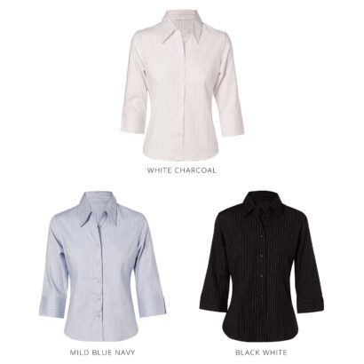 Ladies' ¾ Sleeve Stripe Business Shirt