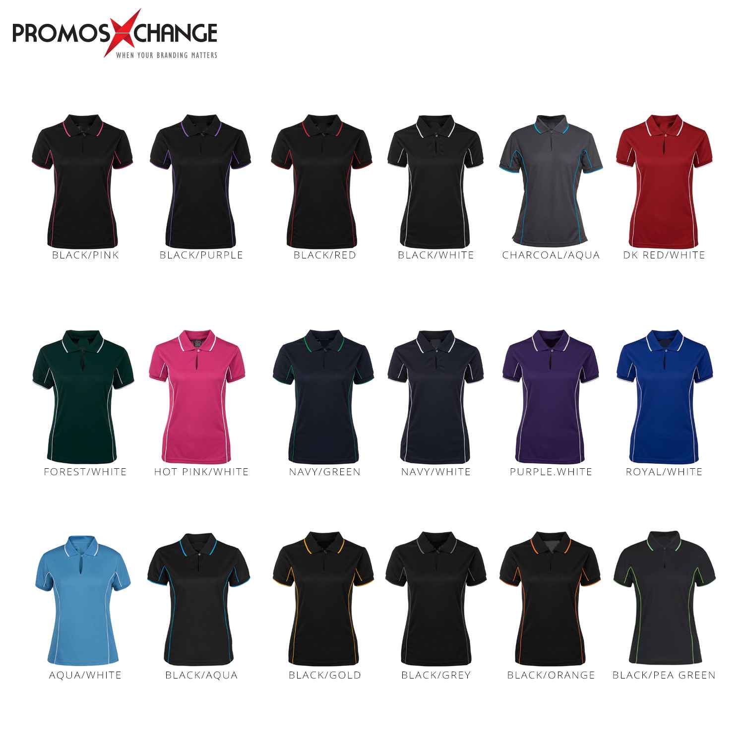 Ladies Promo Printed Contrast Accented Polo