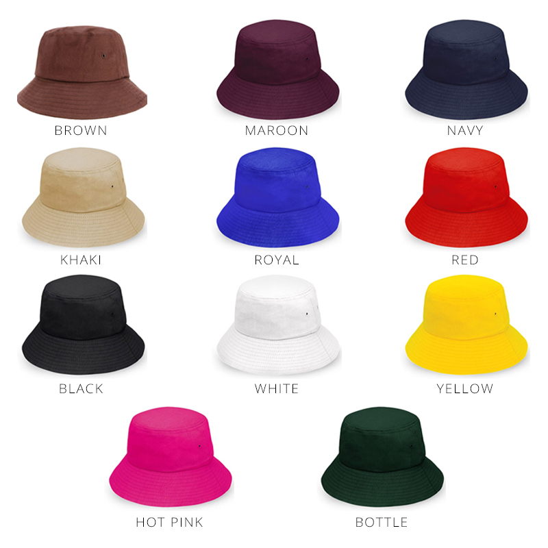 Heavy Brushed Cotton Branded Bucket Hats