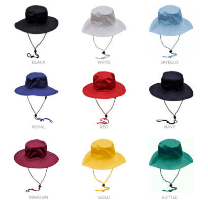 Poly-Cotton Surf Hat With Chin Strap