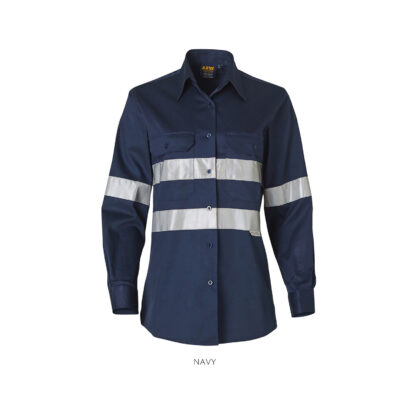 Ladies' Cotton Drill Work Shirt With 3M Tape