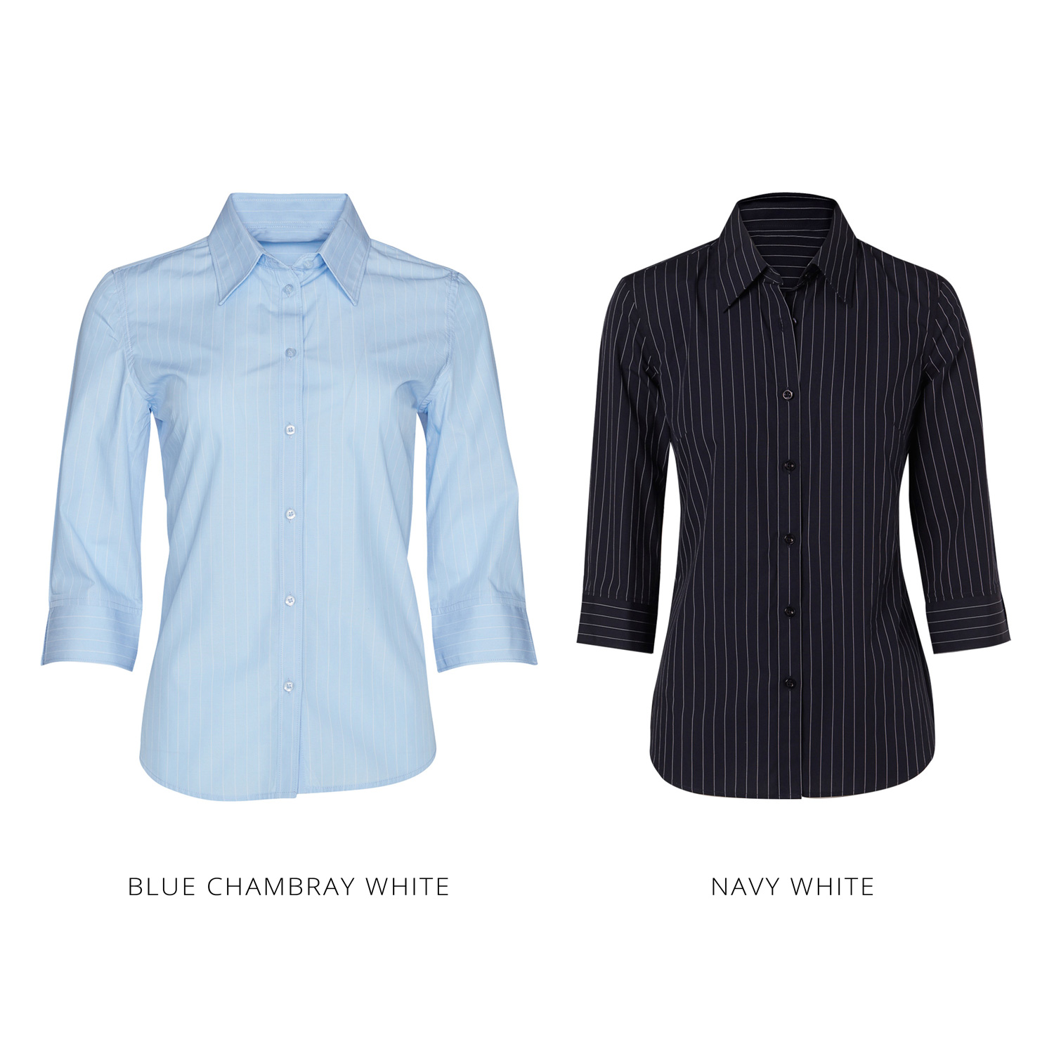 Pin Stripe 3/4 Sleeve Womens Business Shirt