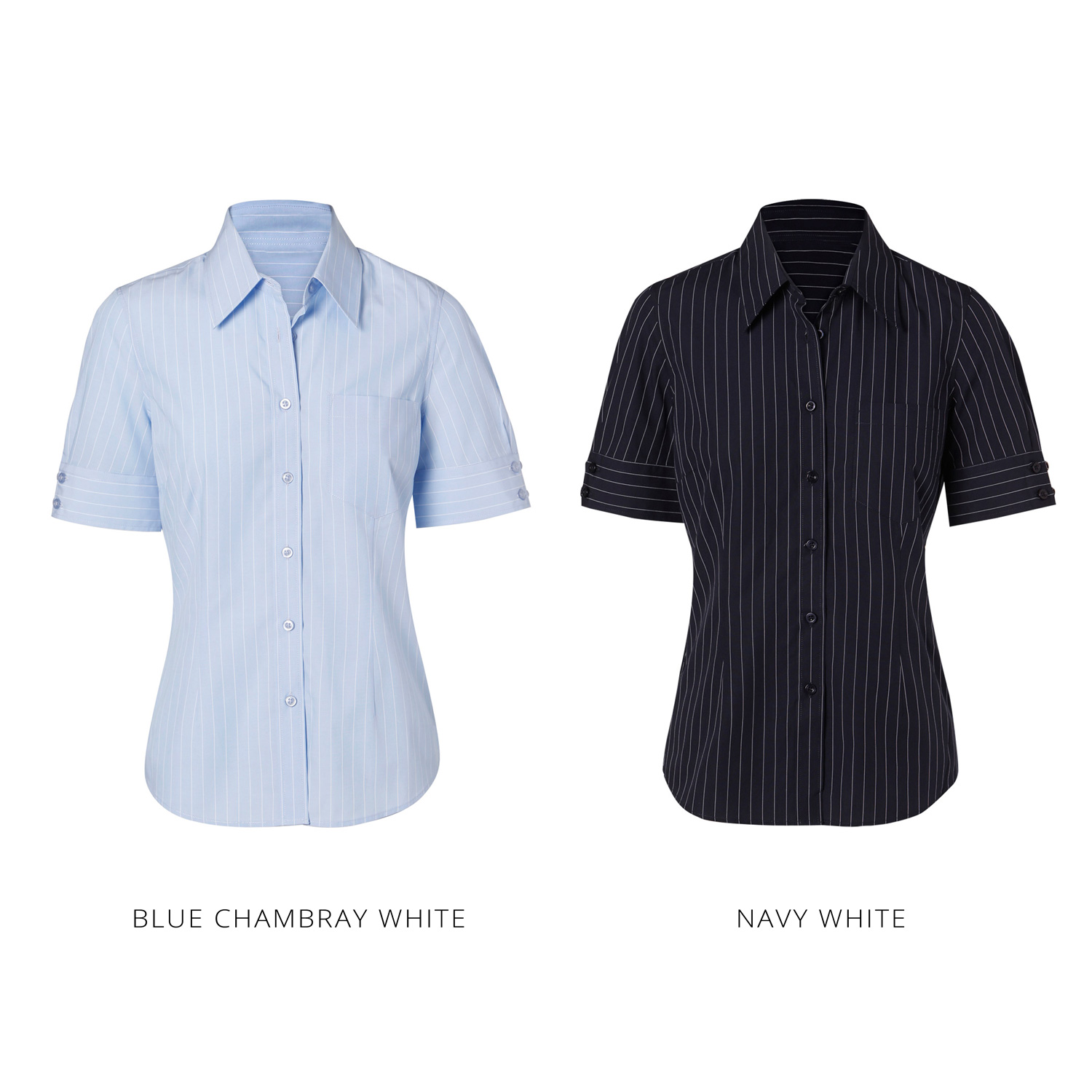 Pin Stripe Short Sleeve Womens Business Shirt