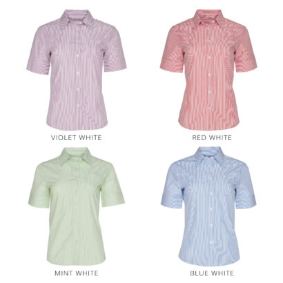 Striped Short Sleeve Executive Shirt for Women