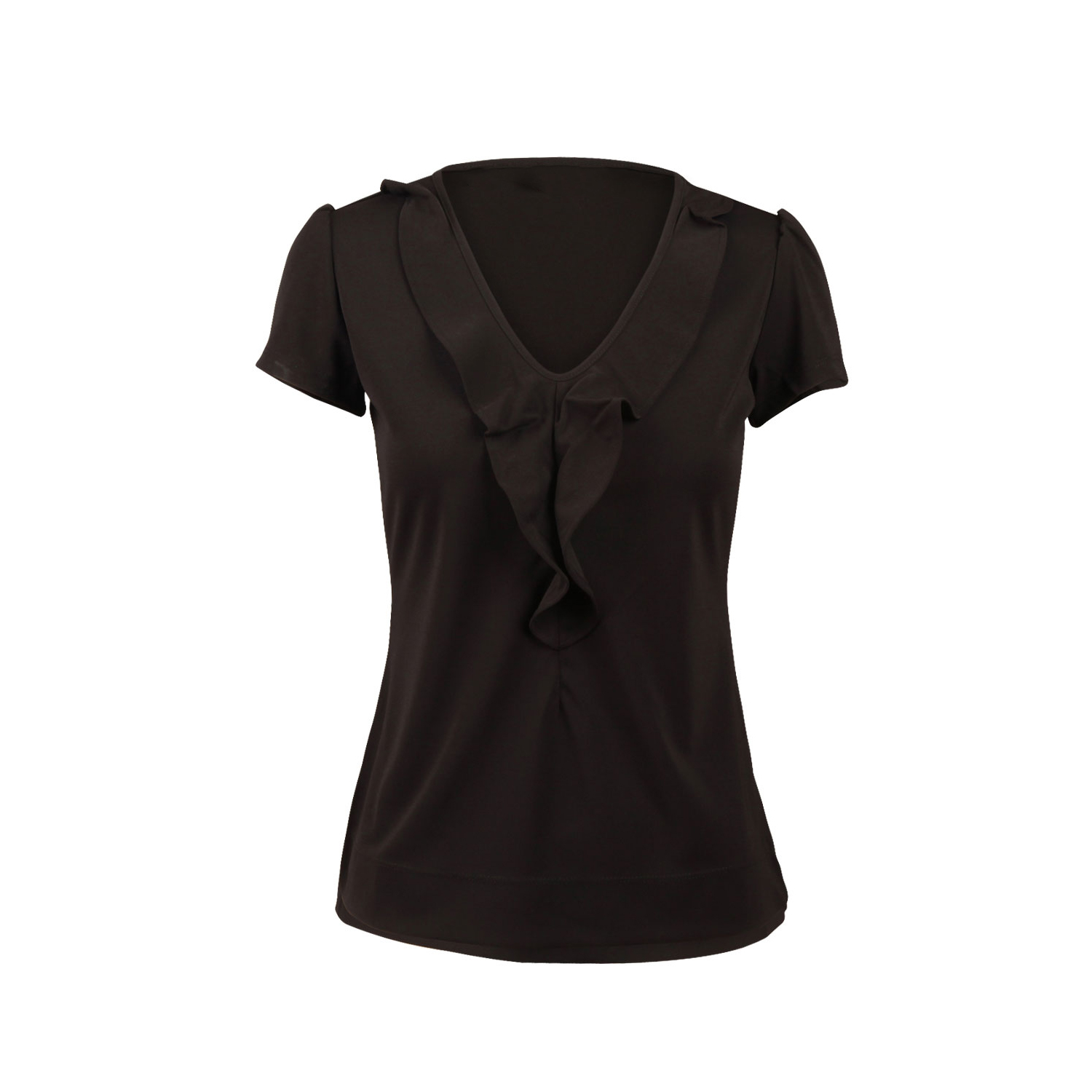 Black Ruffled Blouse - Women's