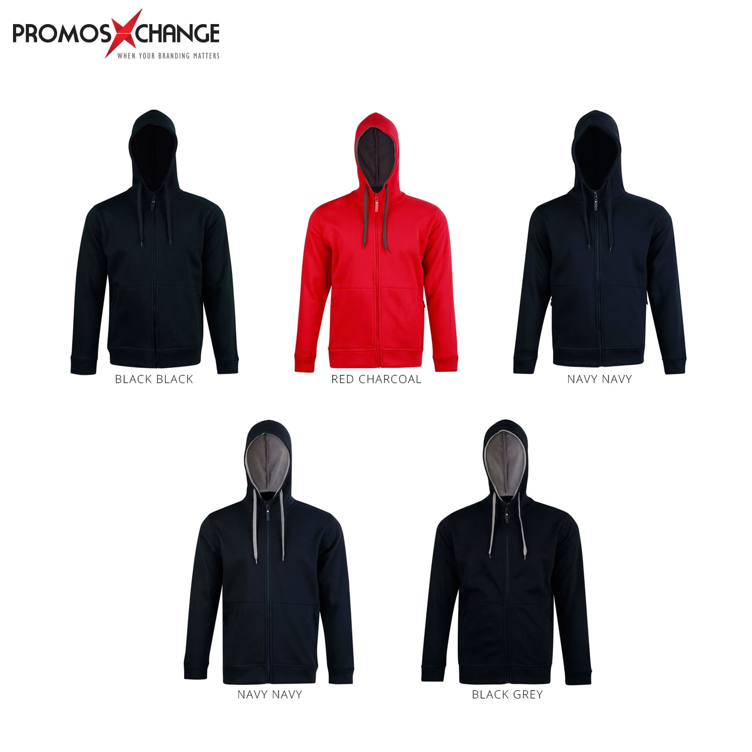 Men’s Full Zip Contrast Bonded Fleece Hoodie