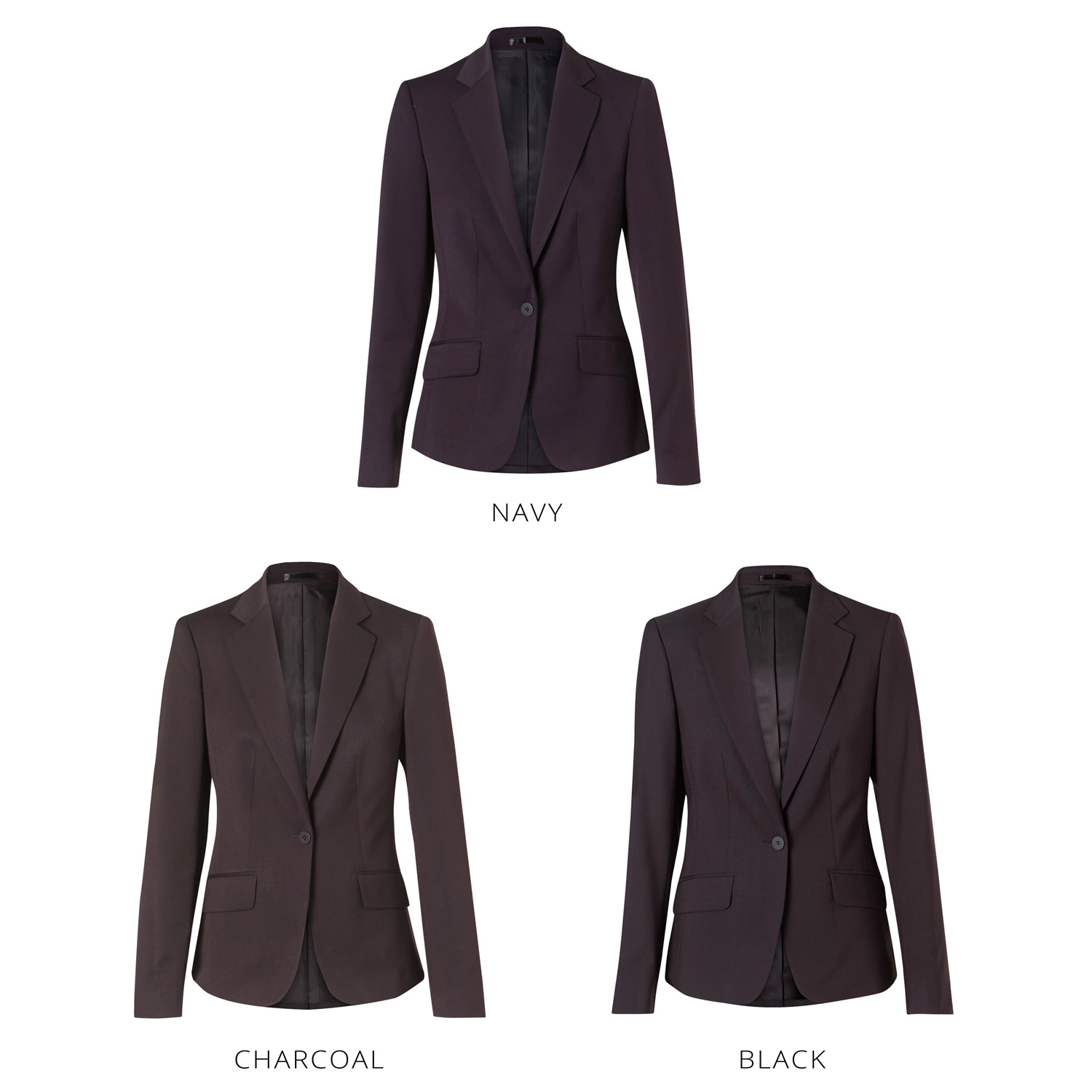 Single Buttoned Stretch Poly/Viscose Cropped Jacket - Ladies