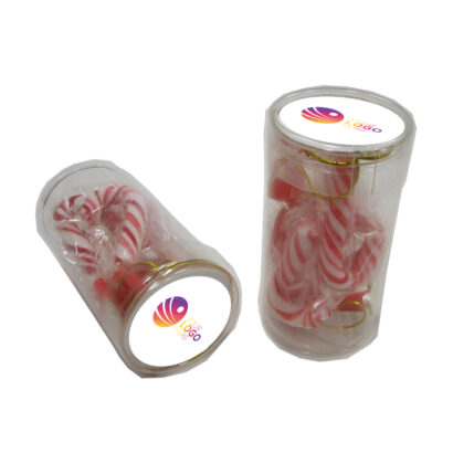 Candy Cane Sticks, 6pk, PET Tube, Custom Label