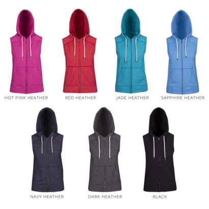 Poly-Cotton Sleeveless Hoodie for Ladies