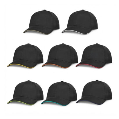 Black Cotton Twill Sandwich Caps