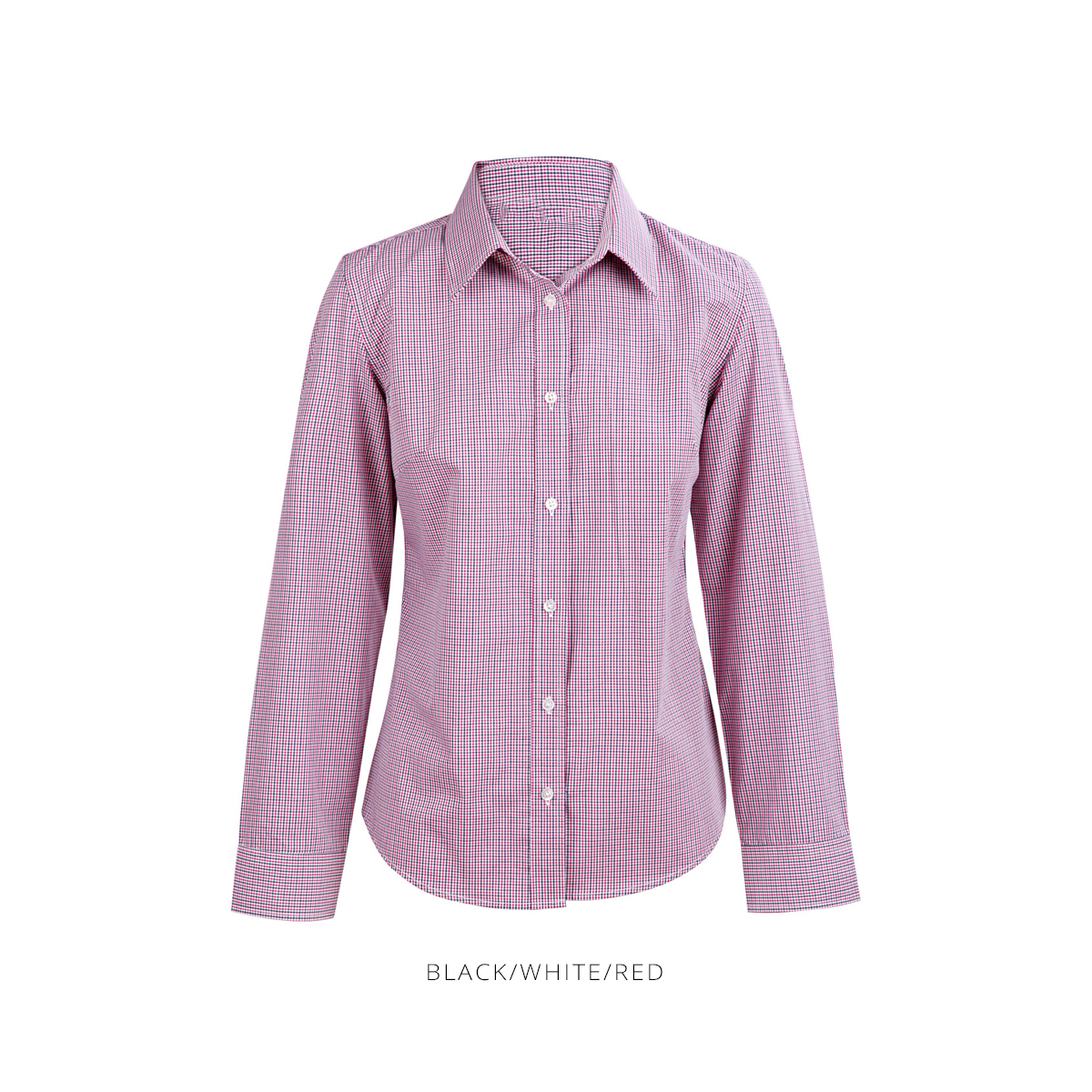 Ladies' Mini Gingham Long Sleeve Shirt - Two Tone