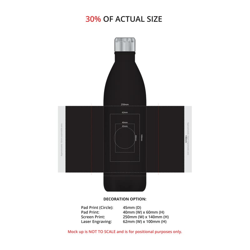 One Litre Stainless Steel Drink Bottles - Image 3