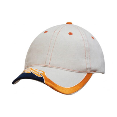 Brushed Cotton 6-Panel Caps with Flame Accent