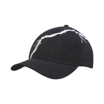 6-Panel Heavy Cotton Cap with Lightening Bolt Embroidery