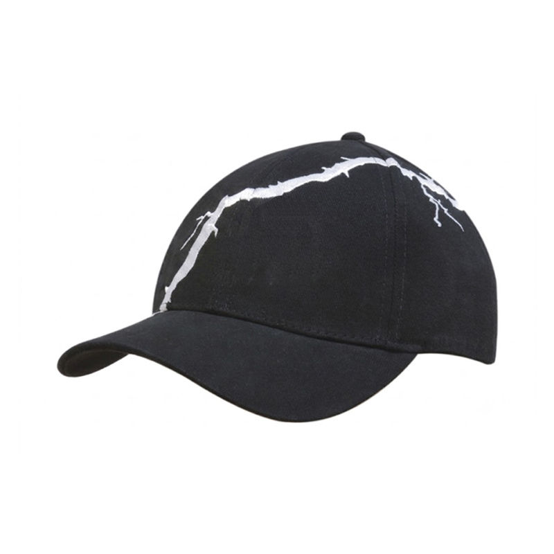 6-Panel Heavy Cotton Cap with Lightening Bolt Embroidery