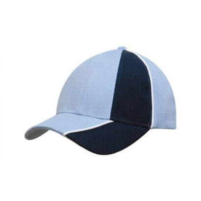 6 Panel Cap with Peak and Crown Indent and Contrasting Piping