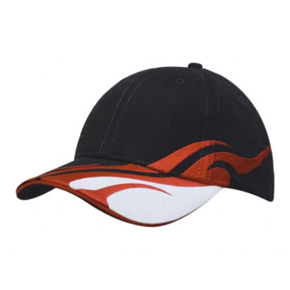 Heavy Cotton Caps with Flame Trail Embroidery on Peak and Side