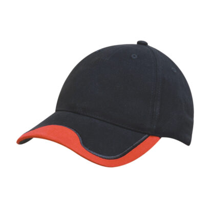 6 Panel Cap with Peak Indent and Embroidered Trim