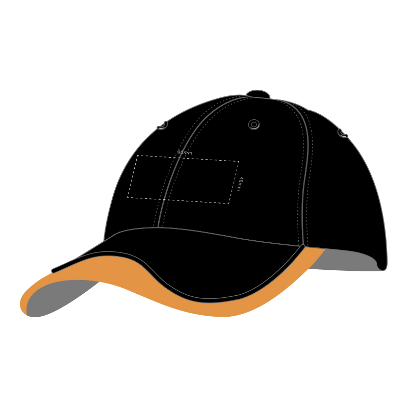 6 Panel Cap with Peak Indent and Embroidered Trim - Image 2