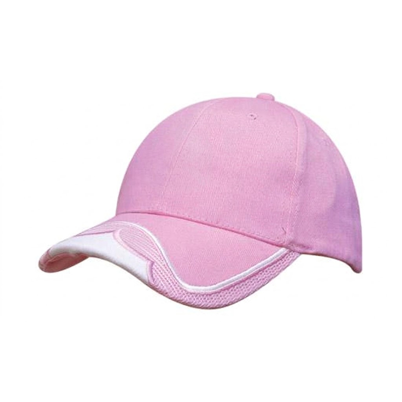 6 Panel Cap with Mesh Insert on Peak & Embroidered Trim