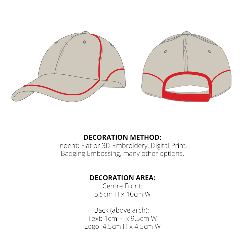 6 Panel Cap with Piping - Image 2