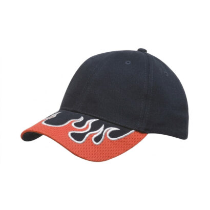 6 Panel Cap with Mesh Indented Peak Flames