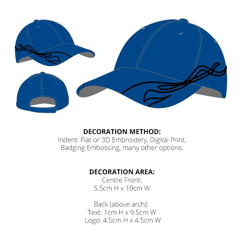 Brushed Cotton 6-Panel Caps with Swirl Accents - Image 2