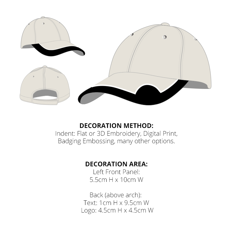 Brushed Heavy 6-Panel Cotton Caps with Trimmed Peak Insert - Image 2