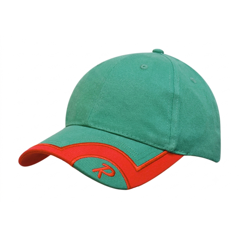 6 Panel Cap with Peak Indent & Embroidered Trim