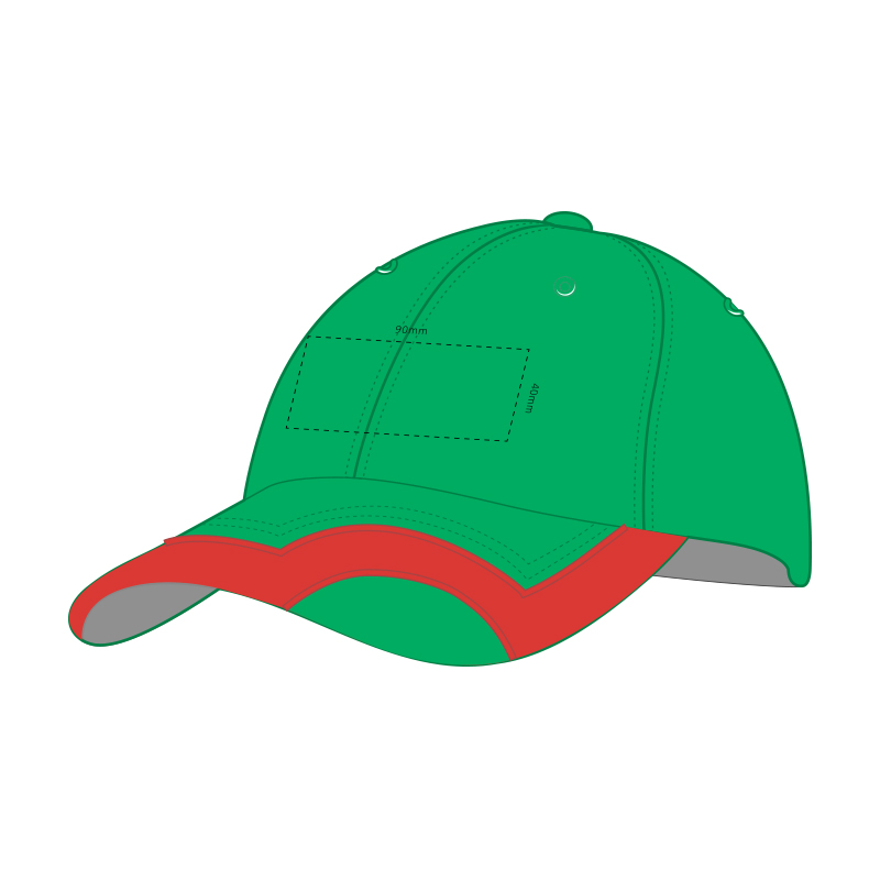6 Panel Cap with Peak Indent & Embroidered Trim - Image 2