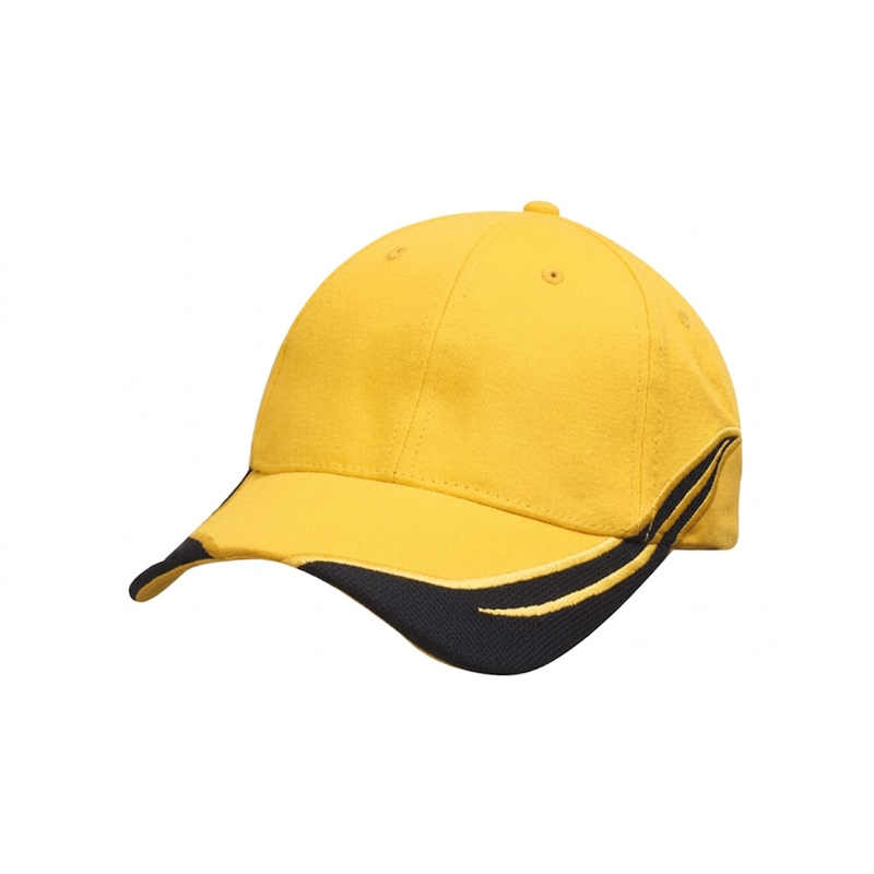 6 Panel Cap with Peak & Crown Inserts with Embroidered Trim