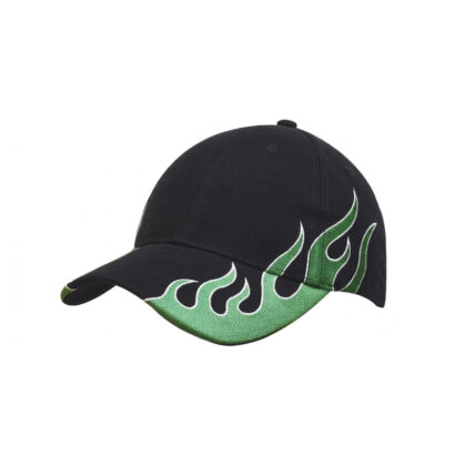Brushed Cotton 6-Panel Caps with Flame Accents