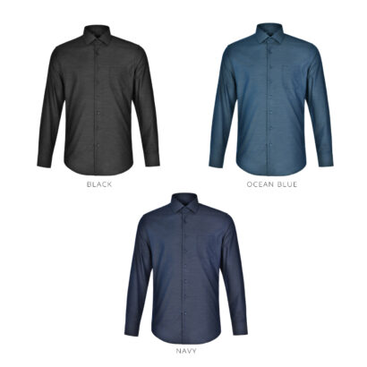 Pin Dot Long Sleeve Stretch Shirt - Men