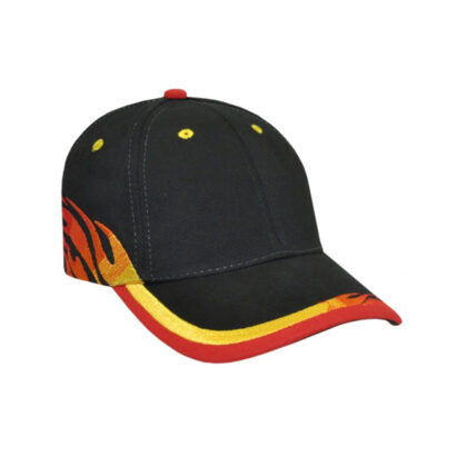 Flame Embroidery Panel Caps