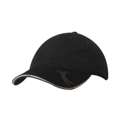 Brushed Heavy Cotton 6 Panel Cap with Embossed Pu Peak