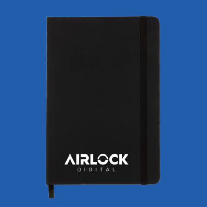 Airlock Digital Black Notebook White Printed Logo