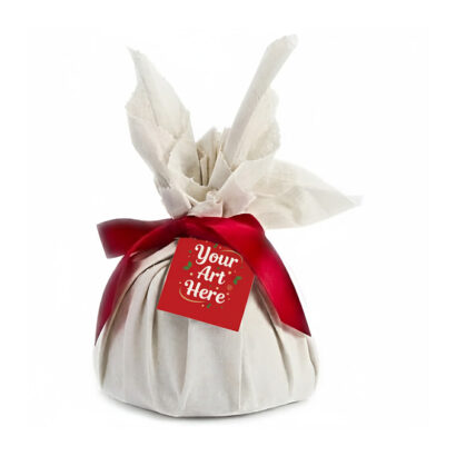 Elegant Christmas Pudding in a Natural Calico Gift Bag