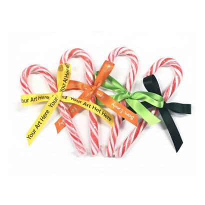 Holiday Candy Cane, Individually Wrapped, Custom Ribbon