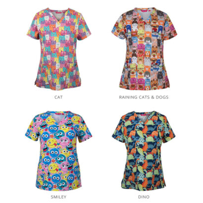 Ladies Sublimated Stretch V-Neck Scrub Top