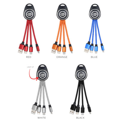 3-in-1 Connector Light Up Logo Charging Cables