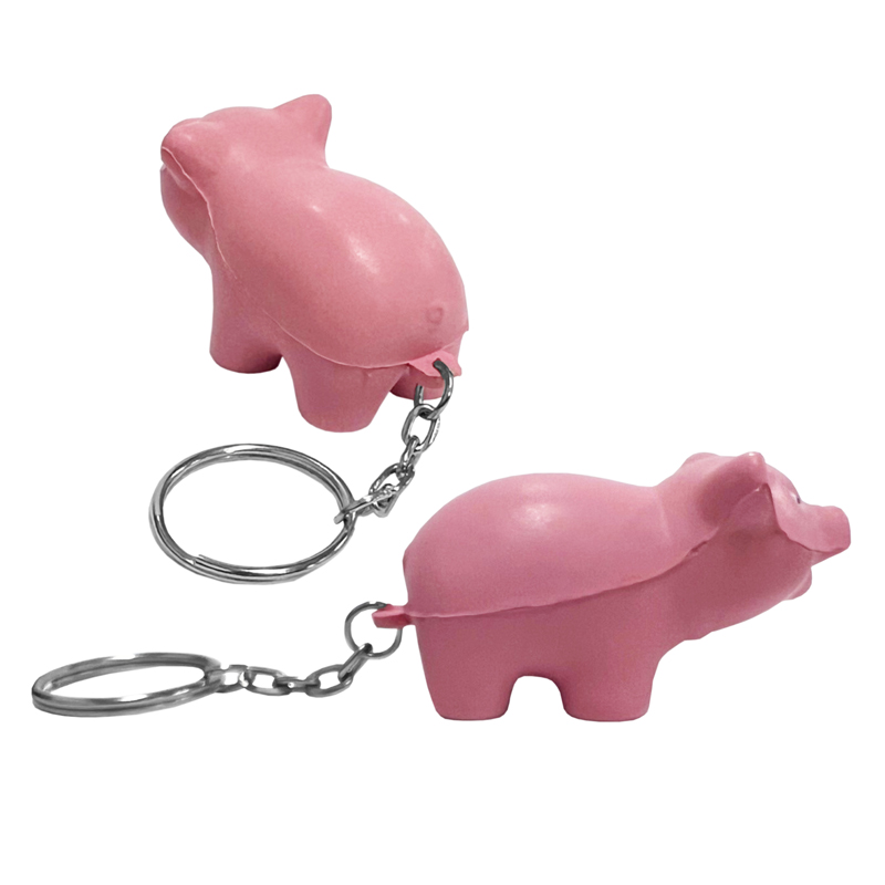 PU Pig Stress Reliever Keychains - Image 2